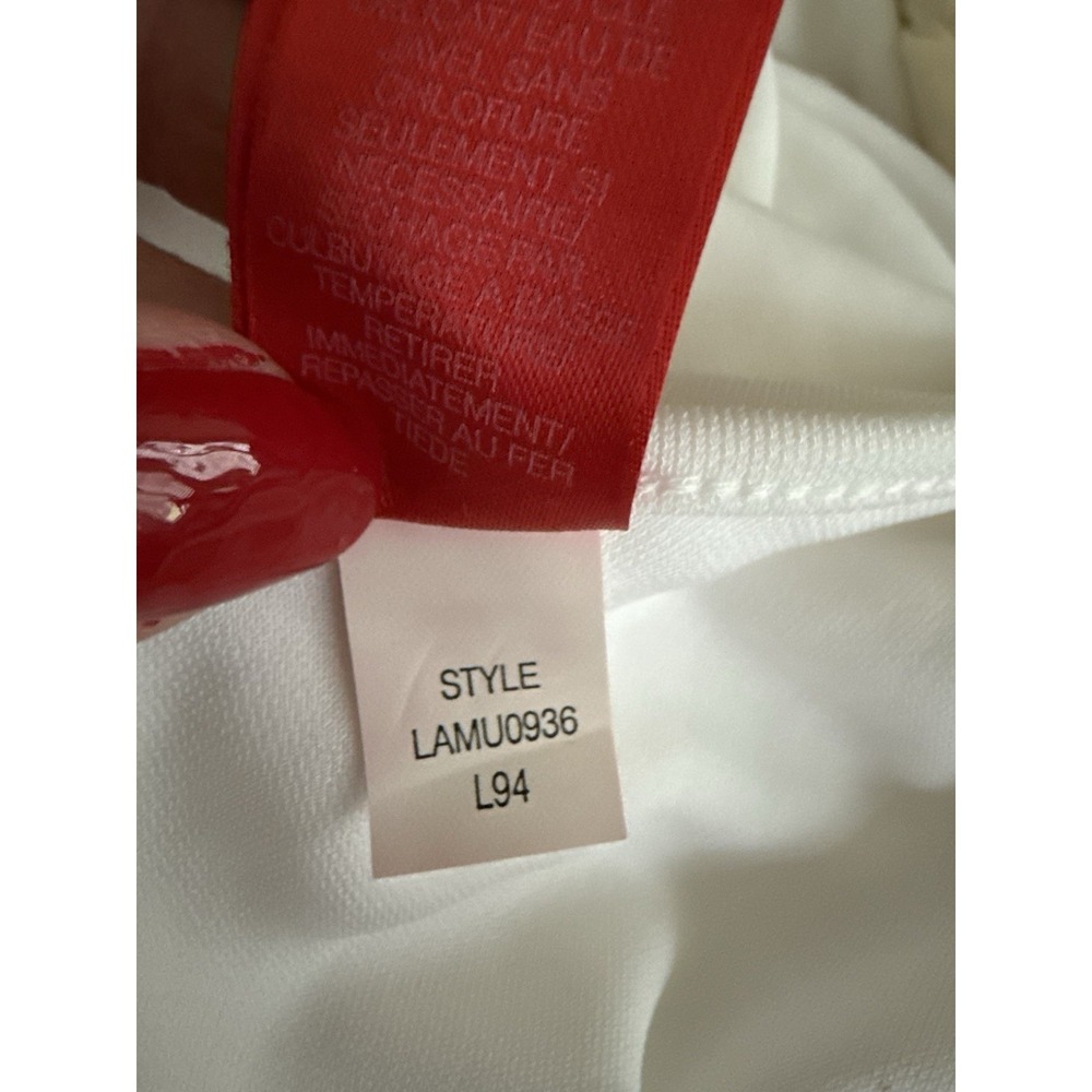 Liz Claiborne White Embroidered Midi Dress L Bridal Shower Courthouse Bride - Picture 7 of 9